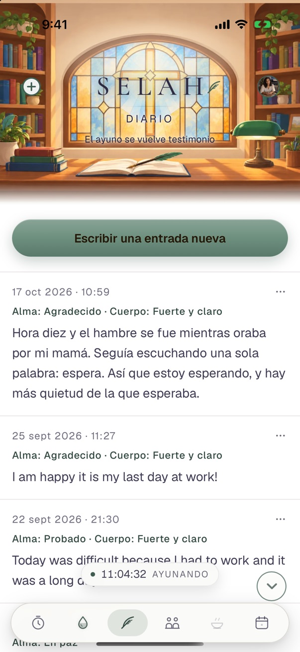 El Diario con la entrada de hoy en español: cómo están tu alma y tu cuerpo, y el texto de la entrada.